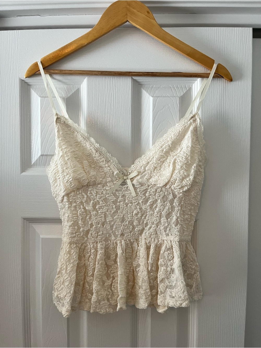 Urban Outfitters Cream Lace Peplum Camisole Top